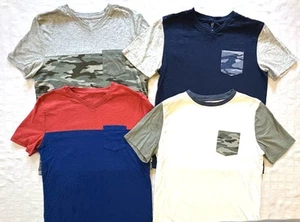GAP Kids Boys T-shirt Lot Pocket Tee V Neck Colorblock Camo XXL 13 14 Yrs 4 Tees - Picture 1 of 9