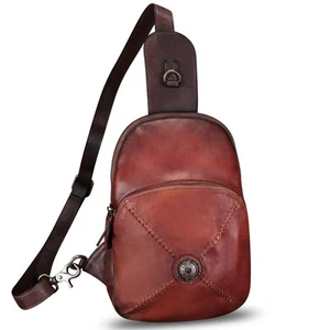 Genuine Leather Sling Bag for Women Sling Backpack Retro Chest Shoulder Vinta... - Picture 1 of 7