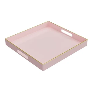 Decorative Tray, Pink Serving Tray with Handles, Coffee Table Trays, Square P... - Picture 1 of 7