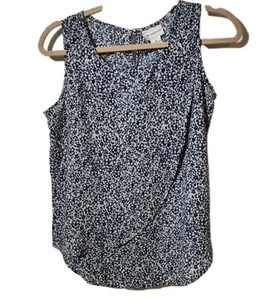 Liz Claiborne Blouse Size Small Blue Floral Sleeveless Pullover Church Beach NWT - Picture 1 of 7