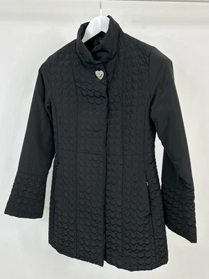 Abrigo BETSEY JOHNSON Talla XS Negro Mujer Nylon Círculo Acolchado Clásico Boho CHIC Foto 1 de 4