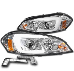 For 2006-2013 Chevy Impala LED Tube Projector Chrome Headlight w/DRL Signal Lamp - Picture 1 of 12
