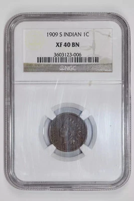 1909-S INDIAN HEAD CENT NGC XF40 BN - Image 1 of 2