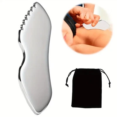 Herramienta de raspado Gua Sha de acero inoxidable para masajes musculares, fascia y tejidos profundos Foto 1 de 4