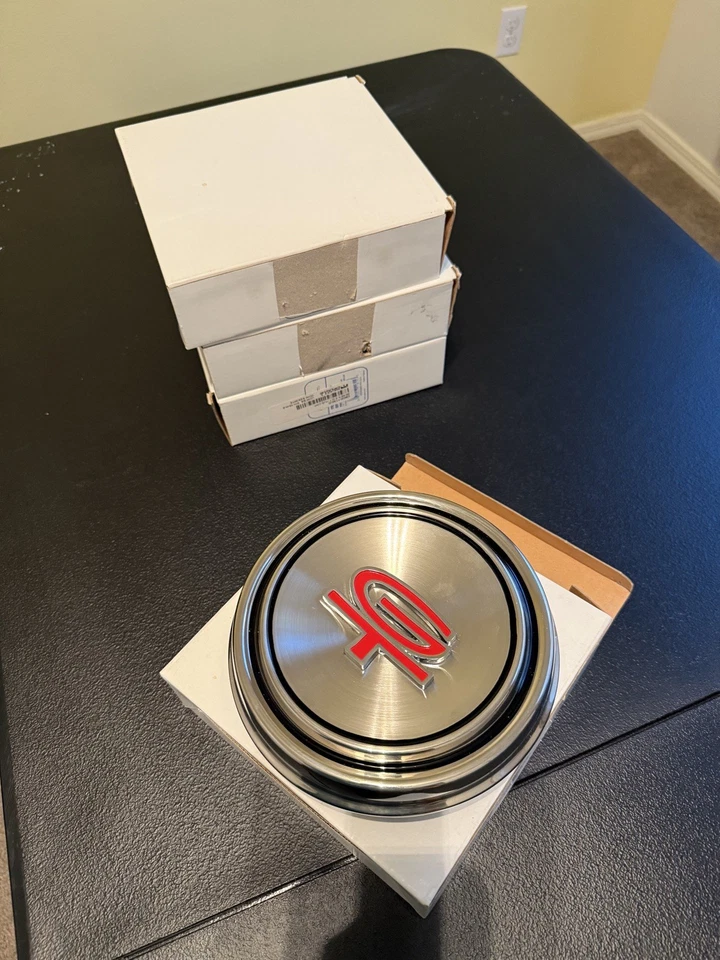 Scott Drake C8OZ-1130-C Mustang GT 1968 1969 Hub Caps Red GT Center Caps Set - Image 1 of 4