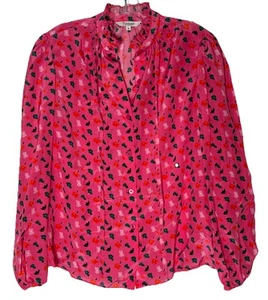 Tucker NYC Womens Silk Blouse Medium Pink Floral Long Sleeve - Picture 1 of 7