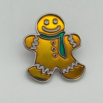 PinMart's Christmas Gingerbread Man Pin, Gold & Silver Tone, 32mm Tall - NEW - Image 1 of 4