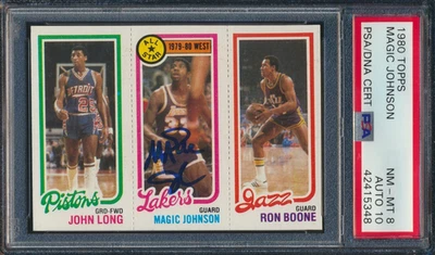 1980 TOPPS BASKETBALL MAGIC JOHNSON RC PSA 8 NM-MT/AUTO 10 GEM MINT HOF ROOKIE - Image 1 of 2