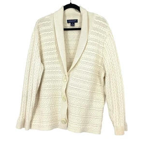 Jones New York Damen-Cardigan mit Schalkragen Größe 2X cremefarben Zopfmuster - Bild 1 von 5