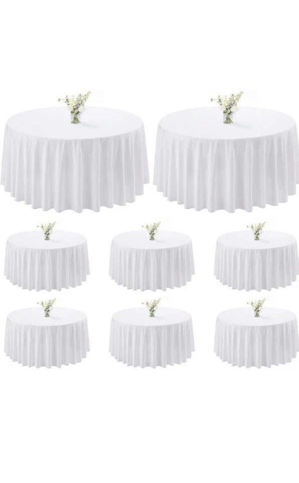 Pack de 8 manteles redondos blancos 120 pulgadas/305 cm Foto 1 de 4