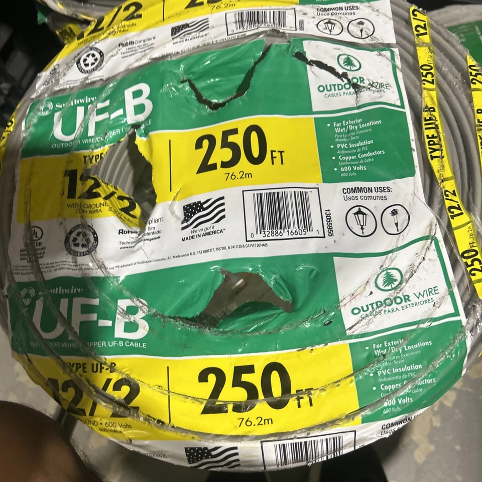 Cable alimentador subterráneo UF-B Southwire 13055955 12/2 AWG 250 ft Foto 1 de 1