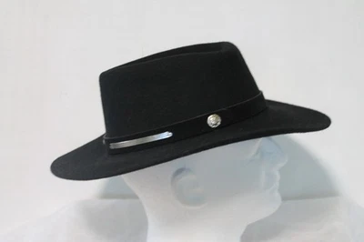 Western Express Inc. Black Felt Cowboy Hat Size 7-3/8 - Image 1 of 4