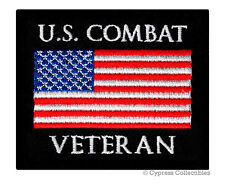 Us Combat Vet Military Patch embroidered iron-on Biker American Flag Usa new