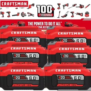 6 PACK For CRAFTSMAN CMCB204 20V 6.0Ah Battery V20 20 Volts Lithium-ion Battery - Picture 1 of 30