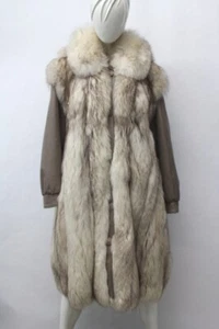 EXCELENTE CHAQUETA ABRIGO DE PIEL DE ZORRO AZUL NORUEGO CON CAPUCHA MUJER TALLA 6-8 - Imagen 1 de 8
