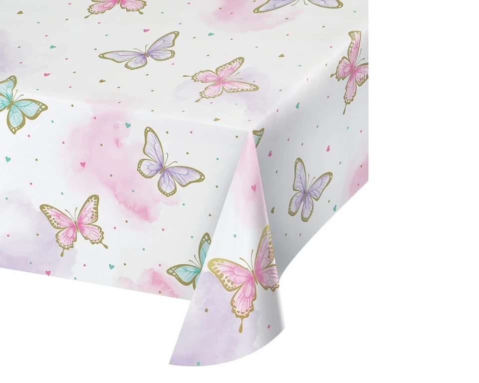 Butterfly Shimmer Paper Table Cover Tablecloth 137cm x 259cm - Party Supplies - Image 1 of 1