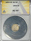 1854 Liberty Seated 1/2 Dime, Anacs Au50