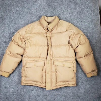 Abrigo acolchado de plumón vintage para hombre chaqueta mediana beige/marrón leer Foto 1 de 4