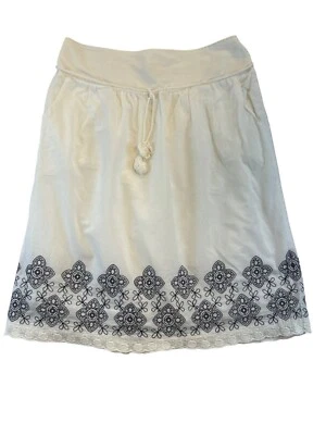 Vestido Falda Granero Mujer Grande Blanco Bordado Forrado Boho Mini 100% Algodón Foto 1 de 4