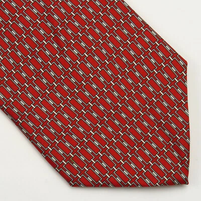 Bert Pulitzer 男式领带几何红色金色 56"x3.5" 联锁图案 — 第 1/4 张图片