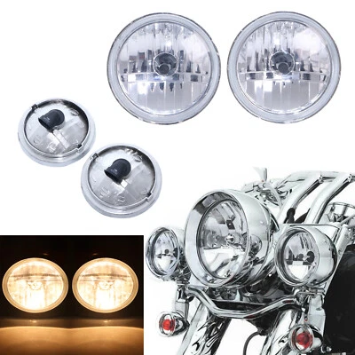 Luz antiniebla punto de conducción lámpara de paso diamante de 4 1/2" para Harley Softail Dyna FXDL Foto 1 de 4