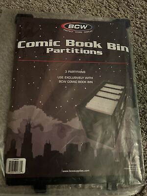 1 Pack Of 3 BCW Black Plastic Short Or Long Comic Book Bin Partitions Dividers • 11.56£