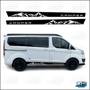 FITS Ford Transit Custom SWB Sill Stripes Mountains Camper Graphics Stickers - Picture 1 of 2