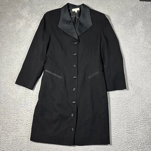 Brooks Brothers Trench Coat Women 8 Black Lined Pockets Vintage Business Wool - Picture 1 of 7