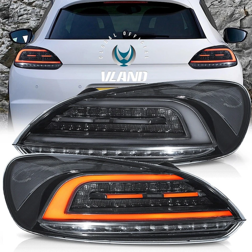 VLAND SMOKE LED Rear Lights For VW Scirocco MK3 2009-2014 W/Animation Sequential