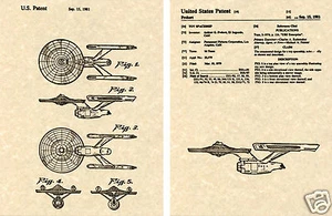 STAR TREK ENTERPRISE PATENTE DE EE. UU. ¡LISTO PARA ENMARCAR! Nave espacial Captain Kirk - Imagen 1 de 1