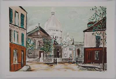 Maurice UTRILLO : Paris, Eglise St-Pierre Place du Tertre, Lithographie signée - Photo 1/4