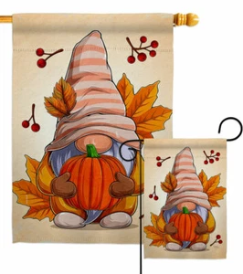 Bandiera da giardino gnomo autunnale decorativa piccolo regalo cortile casa striscione - Foto 1 di 17