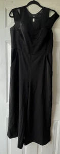 Karen Millen Jumpsuit Pants Black 8 Lace Inset Cowl Back - Picture 1 of 8