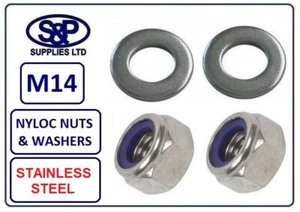 M14 / 14MM STAINLESS STEEL NYLOC NUT COMPLETE & ST/STEEL WASHER VARIOUS QTY'S - Picture 1 of 2