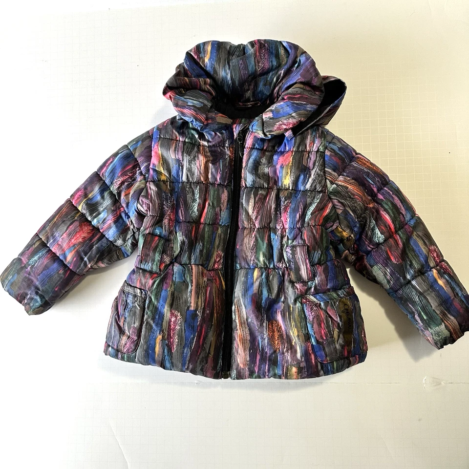 Chaqueta acolchada Catimini para niñas pequeñas talla 2 abrigo negro con cremallera múltiple con capucha Foto 1 de 4