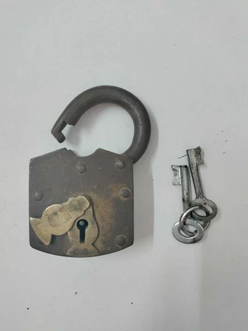 1800 Antique Vintage BRASS  PADLOCK with Key WORKING Lock Old Rare Collectible Cover