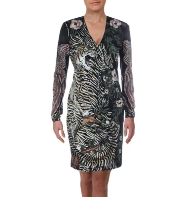 Mini Vestido ajustado manga larga estampado floral de tigre Just Cavalli Talla 34 Negro Foto 1 de 4