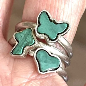 Mid Century Pilz Ring Konvolut Gr. 7 60er Malachit vorsteckbar Vintage Sterling 3 - Bild 1 von 6
