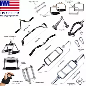 Home Gym Attachments Tricep Rope Lat Bar Press Down Cable Machine Curl Pulldown - Picture 1 of 130