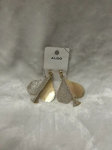 Aldo gold Spade rhinestone drop dangle earrings - Picture 1 of 3