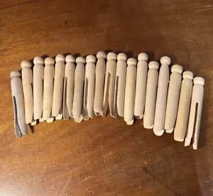 18 mollette vintage in legno testa tonda piano - Foto 1 di 8