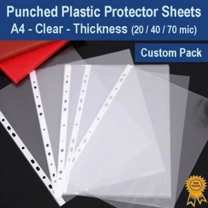 New A4 Clear Plastic Punched Pockets Sheet Protectors Transparent Cover Files - Bild 1 von 9