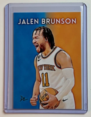 Tarjeta coleccionable de los New York Knicks firmada por artista de edición limitada de Jalen Brunson 5/10 Foto 1 de 2