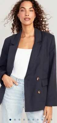 Old Navy ¡NUEVO CON ETIQUETAS! Blazer Texturizado Doble Pecho Negro Petites PL NUEVO CON ETIQUETAS Foto 1 de 4