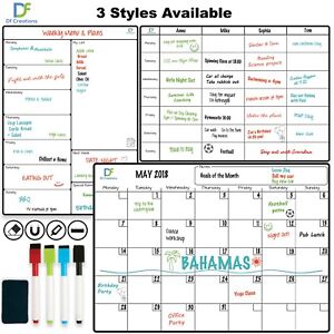 Magnetic Whiteboard Fridge Calendar Planner Dry Erase Monthly or Weekly 42x30 cm