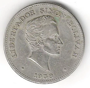 1958 REPUBLICA DE COLOMBIA LIBERATADOR SIMON BOLIVAR CINCUENTA-CENTAVOS Nice - Picture 1 of 2
