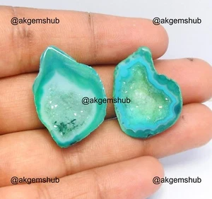 2 Stck. 41,00 kt Natürliche Geode Einzigartiger Druzy Edelstein 20 x 26 x 7 mm bis 20 x 28 x 7 mm - Bild 1 von 9