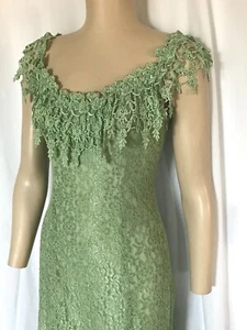Sage Green Stretch Lace Dress, 6 Point Hem, Small-XXXLG - Picture 1 of 10