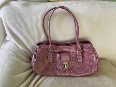 Bolso de Hombro Liz Claiborne Antiguo Rosa Imitación Cocodrilo Baguette Y2K Años 90 De Colección Foto 1 de 4