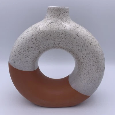 Круглая ваза белый и терракотовый пончик скандинавский стиль современный домашний минималистский NOB - Изображение 1 из 4